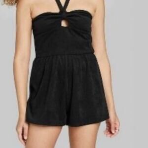 Wild Fable Black Terry Halter Romper Womens Sleeveless Casual Summer